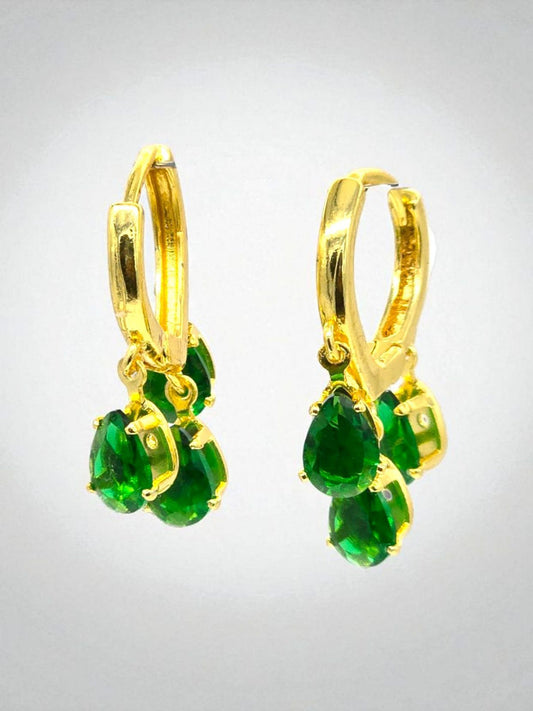 Tri Drop Hoops Emerald Green