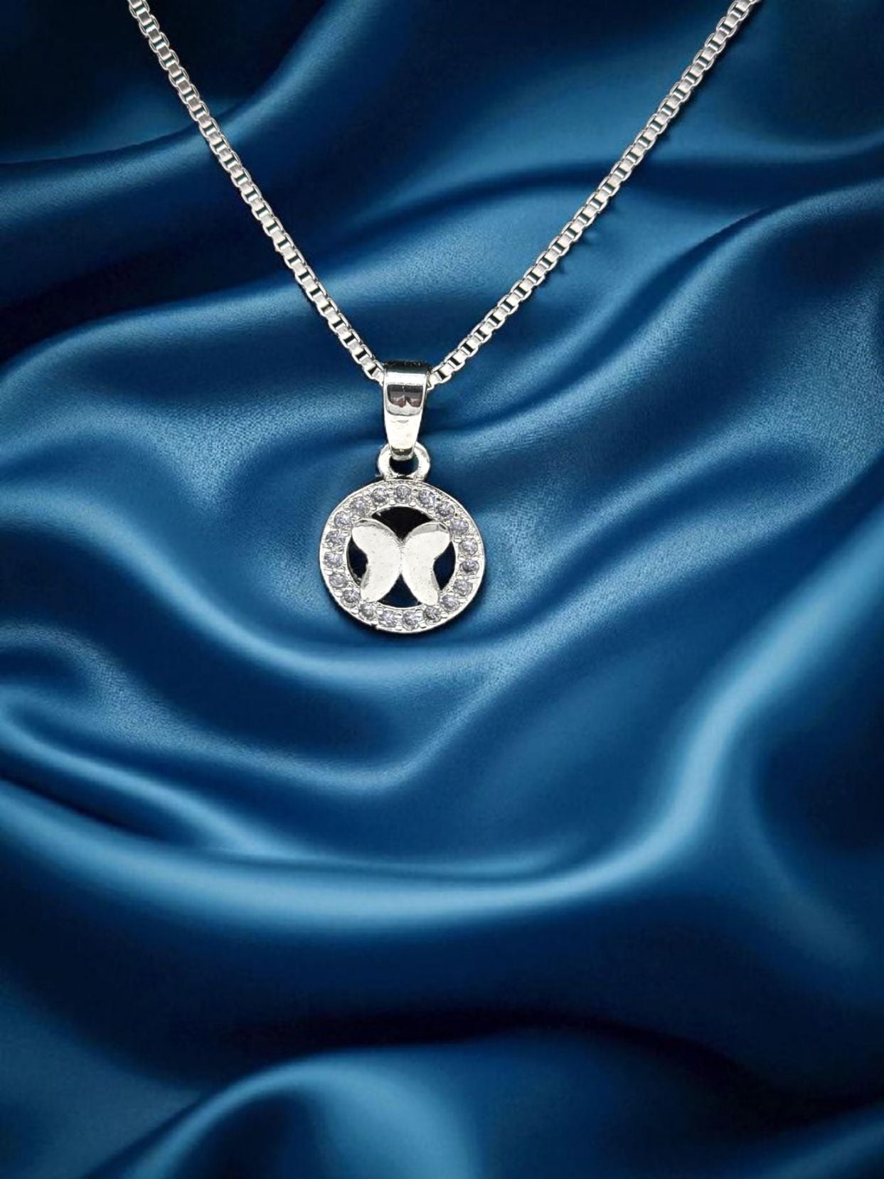 Minimalist Butterfly Necklace Rhodium Finish