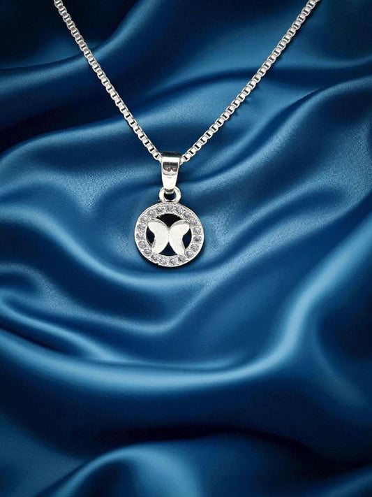 Minimalist Butterfly Necklace Rhodium Finish