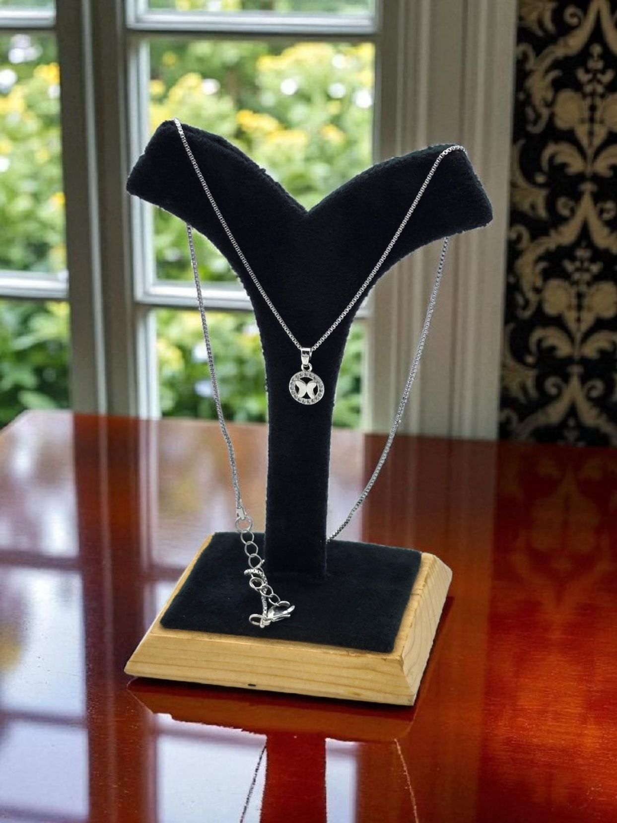 Minimalist Butterfly Necklace Rhodium Finish