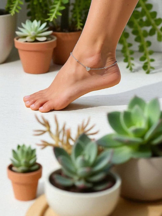 Ball Chain And Heart Anklet