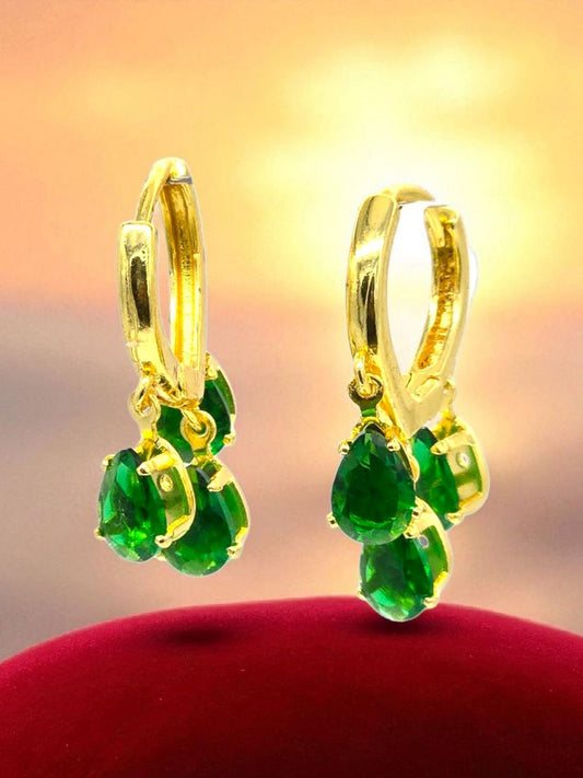 Tri Drop Hoops Emerald Green